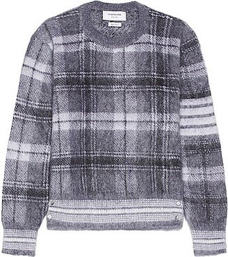 Tartan Check Jacquard Relaxed Fit Sweater in Grey