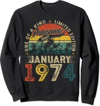 Generic Vintage January 1974 50 Years Old 50th Birthday Gifts Women Sweatshirt