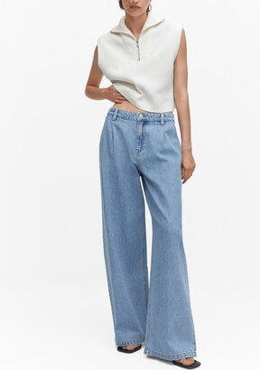 Women's Wide-Leg Pleated Jeans