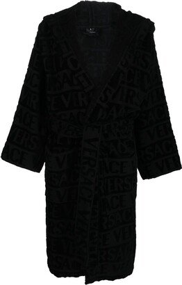 Logo-Print Hooded Robe-AA