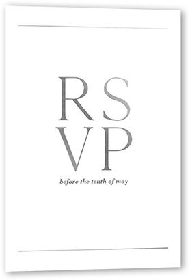 Rsvp Cards: Editorial Lover Wedding Response Card, Silver Foil, White, Matte, Pearl Shimmer Cardstock, Square