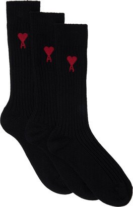 Three-Pack Black Ami de Cœur Socks-AA