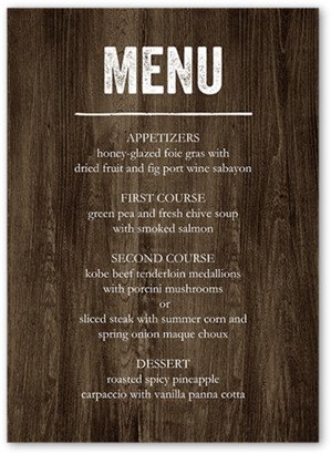 Wedding Menu Cards: Rustic Enchantment Wedding Menu, Brown, 5X7 Flat Menu, Luxe Double-Thick Cardstock, Square