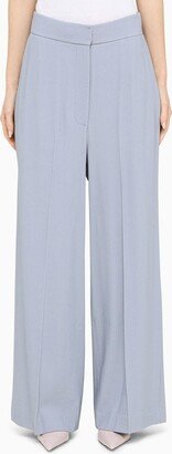 Light blue wool and viscose wide trousers