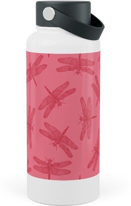 Photo Water Bottles: Vintage Dragonfly - Pink Stainless Steel Wide Mouth Water Bottle, 30Oz, Wide Mouth, Pink