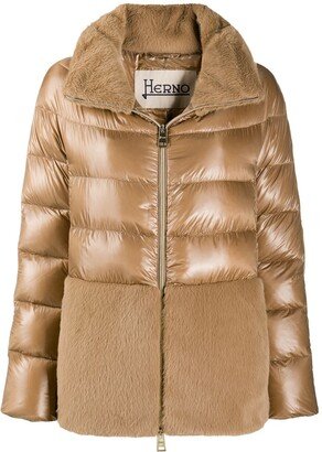 Panelled High-Neck Puffer Jacket