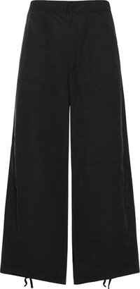 Cotton blend nylon wide leg pants