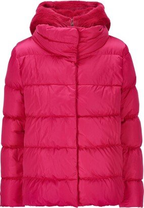 Funnel-Neck Hooded Down Jacket-AC