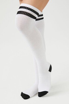 Striped Over-the-Knee Socks in White/Black