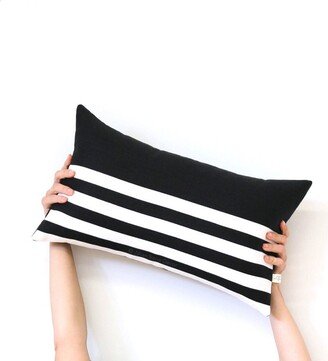 Striped Lumbar Pillow Cover in Black & Cream Breton Stripes By Jillianrenedecor | - Modern Home Decor White