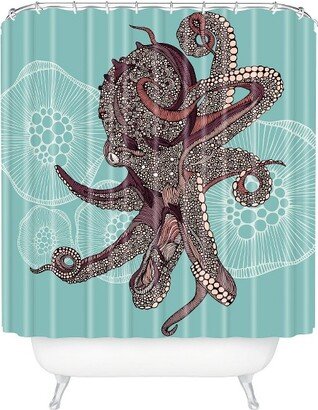 Octopus Bloom Shower Curtain Teal