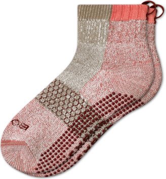 Women's Merino Wool Blend Gripper House Non-Slip Socks Perfect For Yoga, Pilates, and Barre Workouts - Red Clay - Small