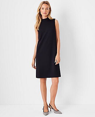 The Petite Mock Neck Shift Dress in Double Knit