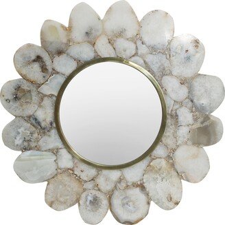 White Agate Flower Shaped Mirror