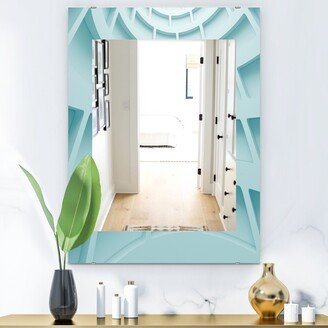 Designart 'Light Blue Waves 4' Modern Mirror - Printed Wall Mirror