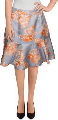 Womens Floral Jacquard Flounce Skirt