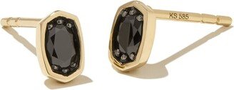 Marisa 14k Yellow Gold Oval Solitaire Stud Earrings in Black Diamond