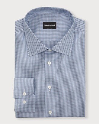 Men's Micro-Box Print Cotton Dress Shirt