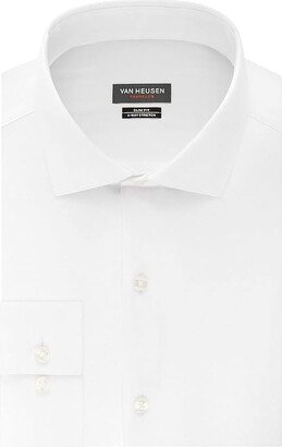 Men's Dress Shirt Slim Fit Traveler Stretch (White) Men's Long Sleeve Button Up