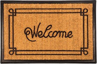 Welcome with Border Recycled Rubber & Coir Doormat