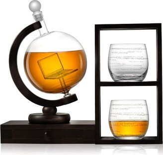 Executive Computer 3-Piece Whiskey Decanter & Glass Set - 2 Double Old Fashion Glasses & 1 Decanter