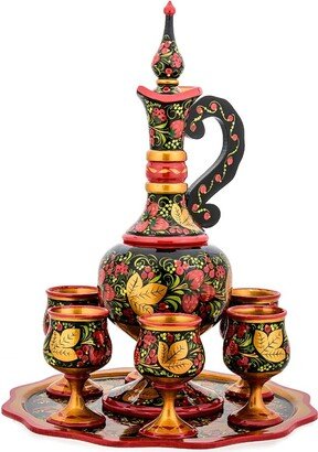 Drinking Set For 6 Persons. Khokhloma Luxury Gift Best