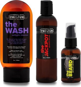 Tombstone for Men 3-Piece Salicylic Cleanser & Hair Growth Serum Set