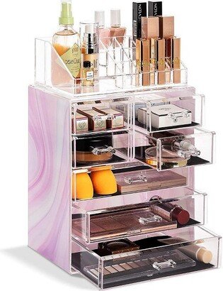 Medium Tie-Dye Makeup Organizer Set - (3 Large / 4 Small Drawers/Top Tray)