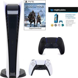 Playstation PS5 Digital Gow Console with Extra Black Dualsense Controller and Skins Voucher