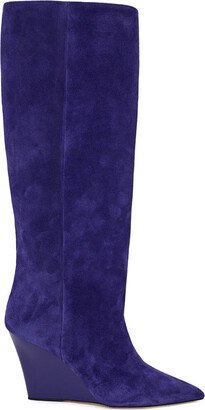 Purple Velvet Wedge Women's Boots