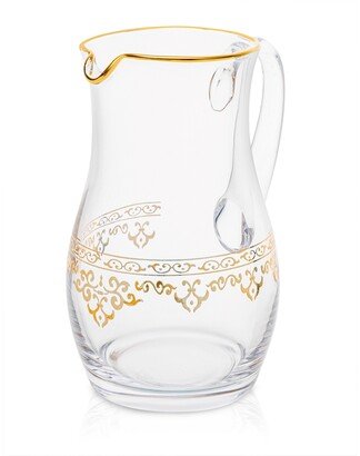 Glass Water Pitcher with Rich Gold-Tone Design