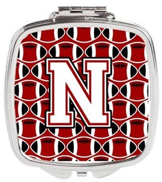 CJ1082-NSCM Letter N Football Cardinal & White Compact Mirror