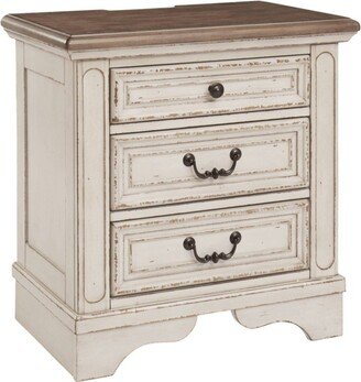 Realyn Three Drawer Nightstand Chipped White