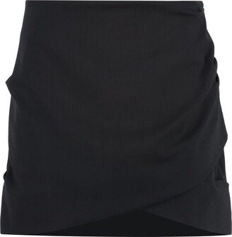 Asymmetric Hem Draped Mini Skirt