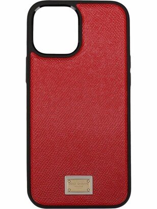 logo plate calfskin iPhone 12 Pro case