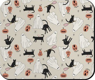 Mouse Pads: Spooky Halloween Mouse Pad, Rectangle Ornament, Beige