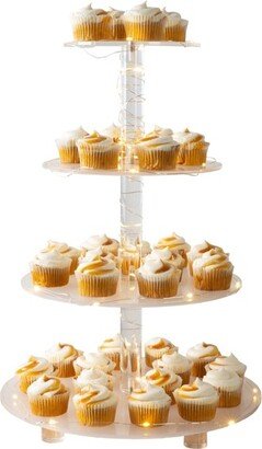 Great Northern Popcorn 4-Tier Cupcake Stand - Round Acrylic Display Stand with LED Lights for Birthday, Tea Party, or Wedding Dessert Tables by Great Northern Party