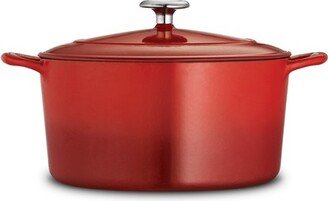 Gourmet 6.5qt Enameled Cast Iron Round Dutch Oven with Lid Red