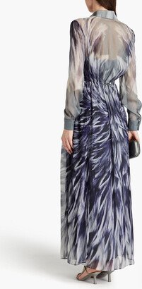 Printed voile maxi shirt dress