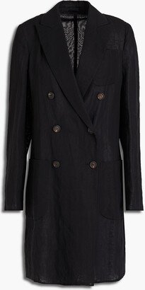 Bead-embellished double-breasted cotton coat