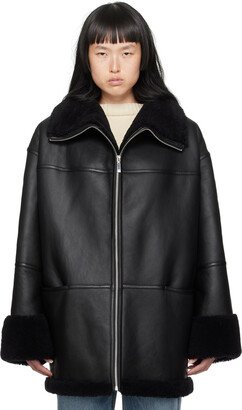 Black Signature Shearling Jacket-AD