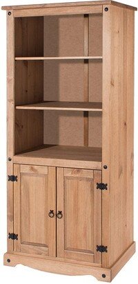 Wood Bookcase Library With Doors Corona Collection | Furniture Dash