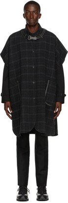 Gray Wool Cashmere Vintage Check Cape