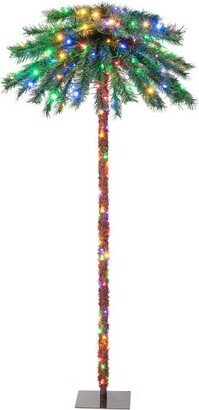 6FT Pre-Lit Artificial Tropical Christmas Palm Tree w/ 210 Multi-Color Lights