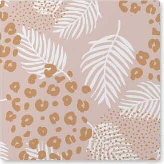 Photo Tiles: Palm Leaves And Animal Panther Spots - Beige Photo Tile, Metal, 8X8, Pink