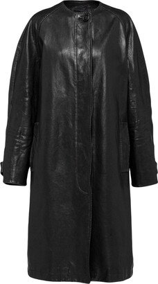 Single-Breasted Leather Coat-AA