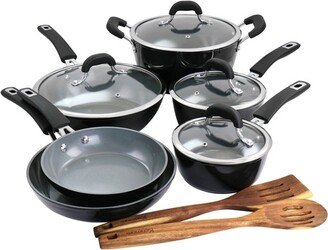 12 Piece Ceramic Coated Aluminum Cookware Set in Black