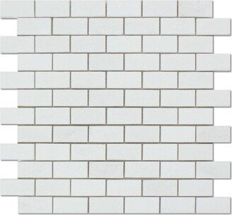 1 X 2 Thassos White Marble Polished Brick Mosaic Tile