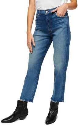 High Waist Crop Straight Leg Jeans