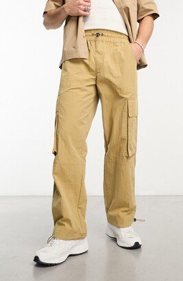 Wide Leg Poplin Cargo Pants